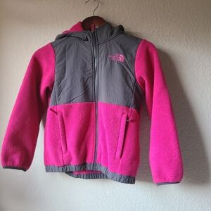 The North Face Pink and Gray Fleece Jacket Girls Size 7/8